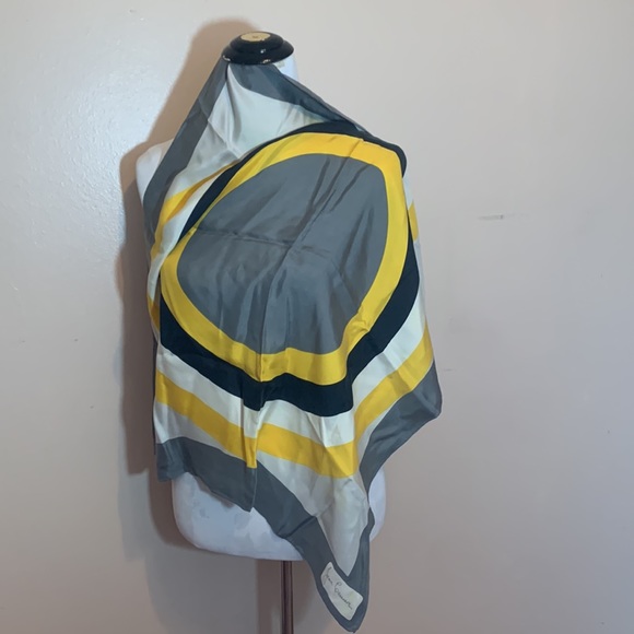 Jean Casauave Yellow , Black, White and Gray Vintage Scarf - Picture 4 of 6
